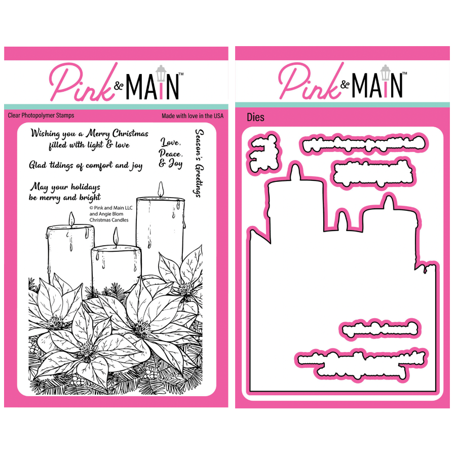 Pink and Main Christmas Candles Clear Stamp and Die Set