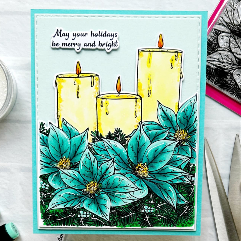 Pink and Main Christmas Candles Clear Stamp and Die Set holidays
