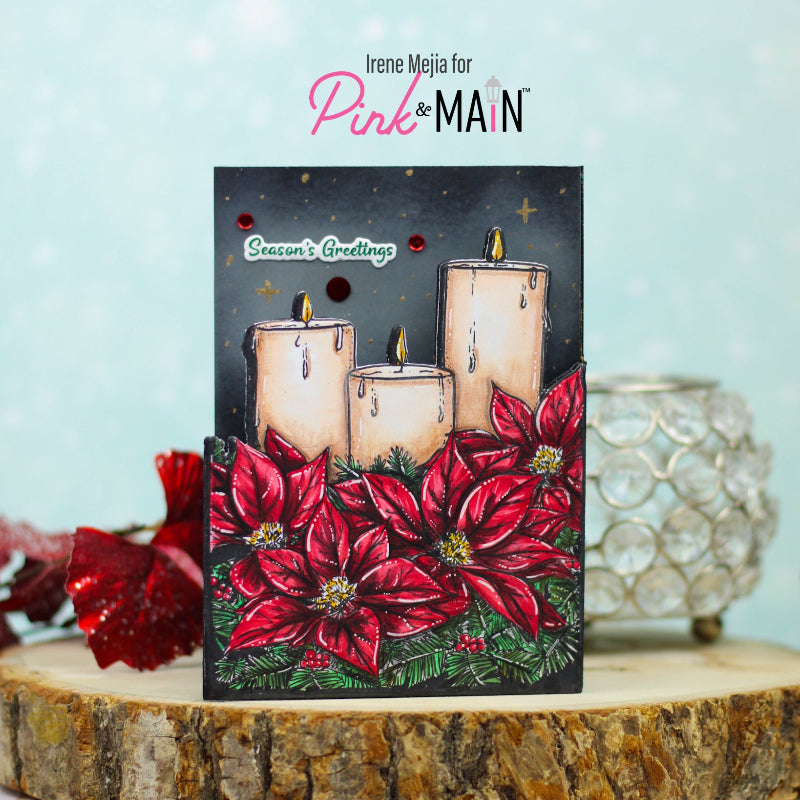 Pink and Main Christmas Candles Clear Stamp and Die Set season's greetings