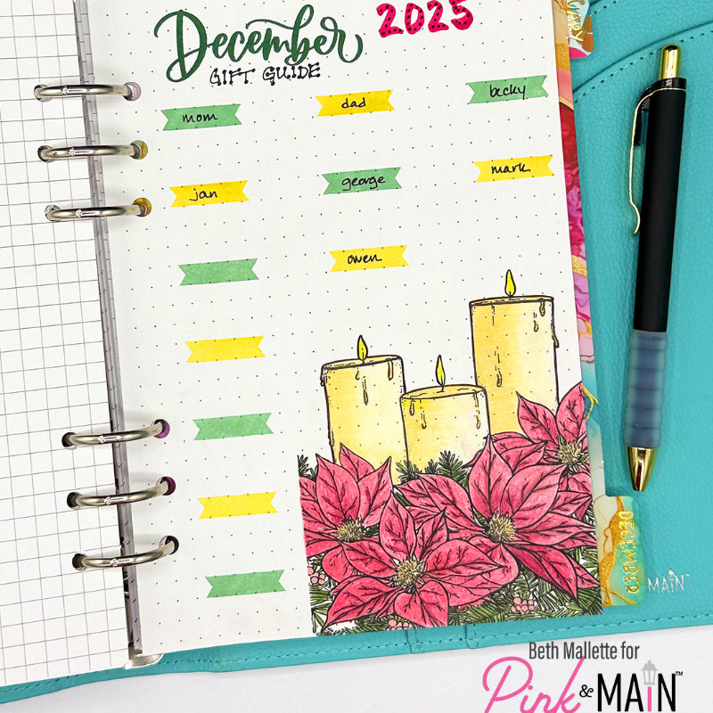 Pink and Main Christmas Candles Clear Stamps pm0823 planner