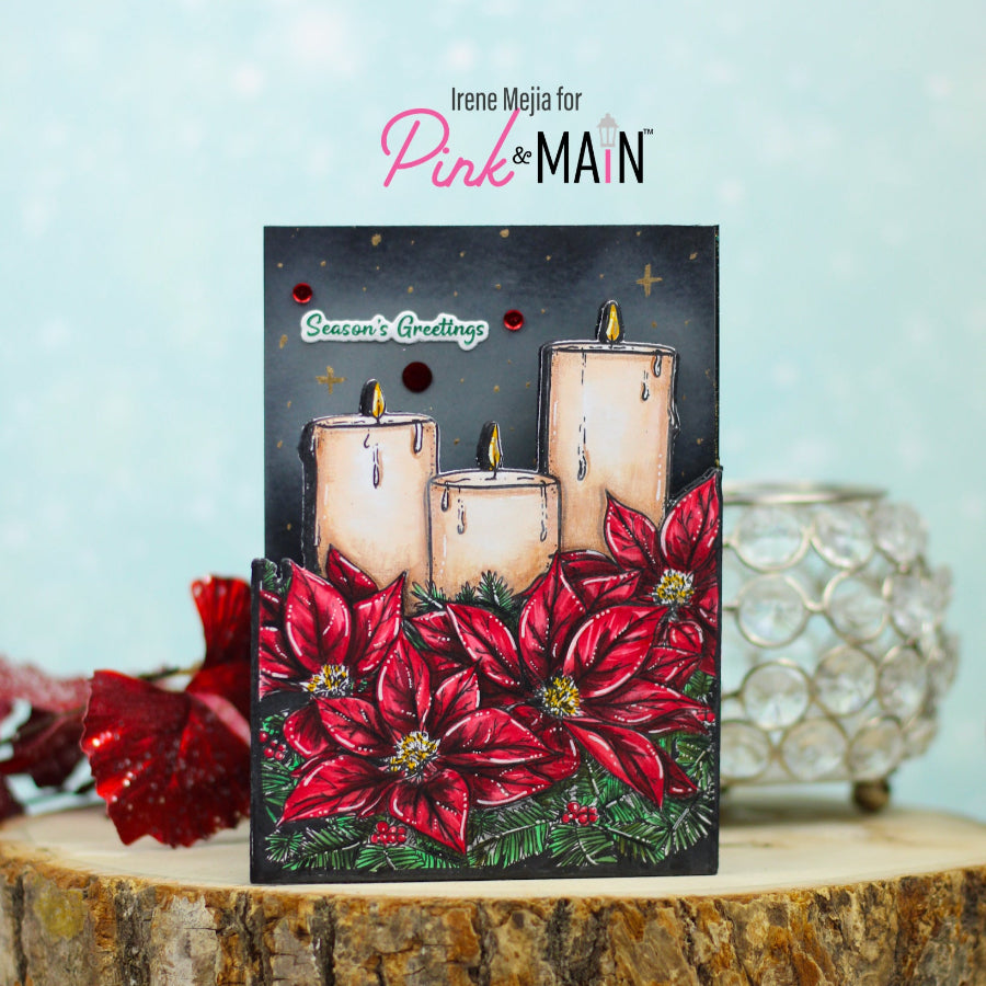 Pink and Main Christmas Candles Clear Stamps pm0823 poinsettias