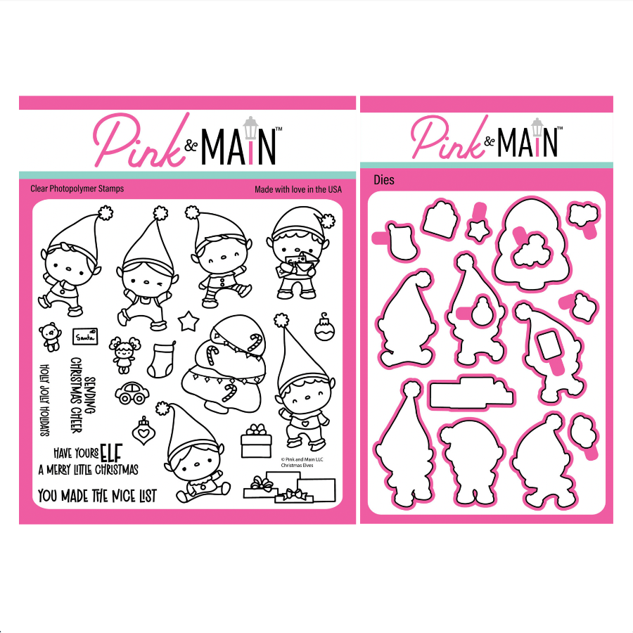 Pink and Main Christmas Elves Clear Stamp and Die Set