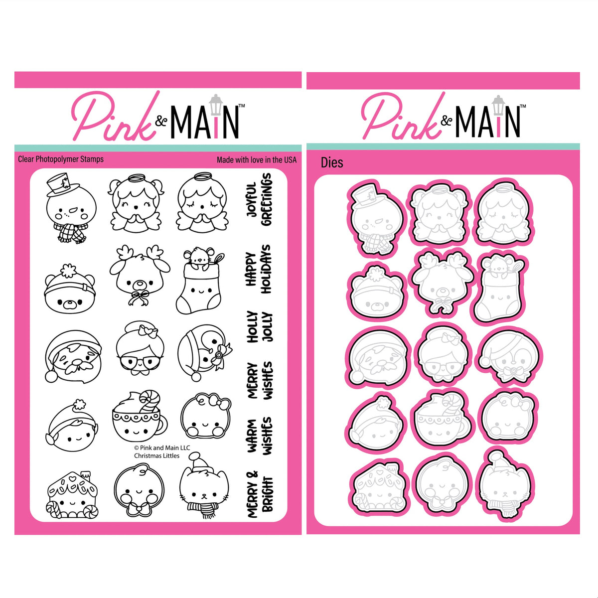 Pink and Main Christmas Littles Clear Stamp and Die Set