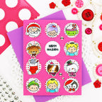 Pink and Main Christmas Littles Clear Stamp and Die Set pink happy holidays card