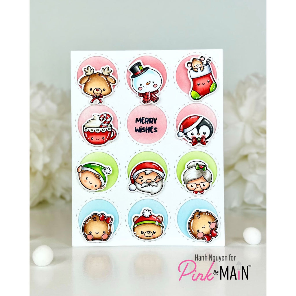 Pink and Main Christmas Littles Clear Stamps pm0909 merry wishes card
