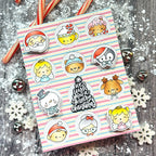 Pink and Main Christmas Littles Clear Stamps pm0909 striped background card