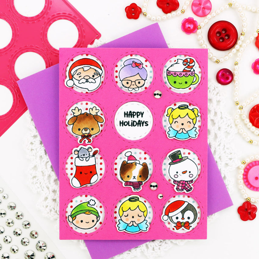 Pink and Main Christmas Littles Dies pnm916 pink happy holidays card