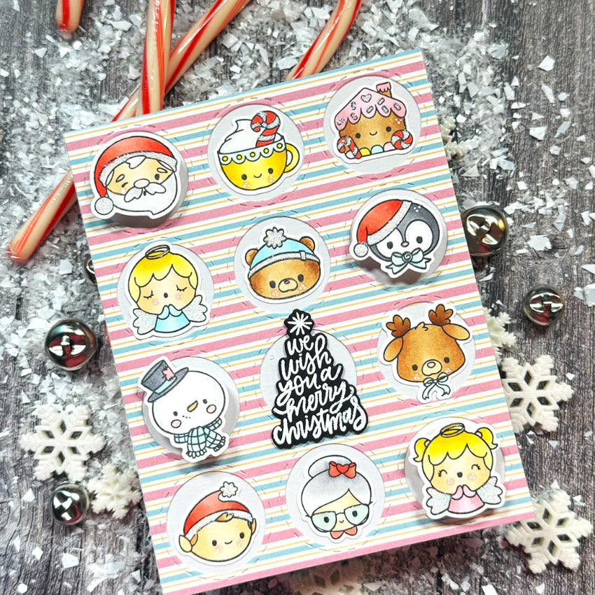 Pink and Main Christmas Littles Dies pnm916 striped background card