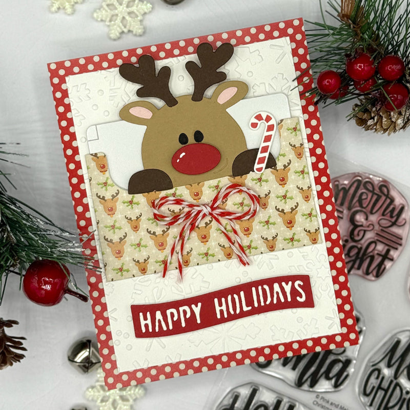 Pink and Main Christmas Sentiment Strip Dies pnm796 reindeer
