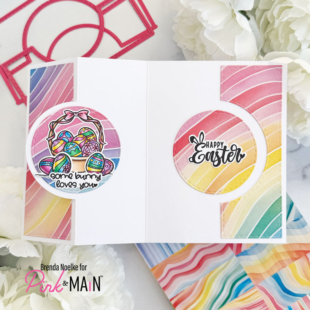 Pink and Main Circle Flip Card Dies pnm718 happy easter