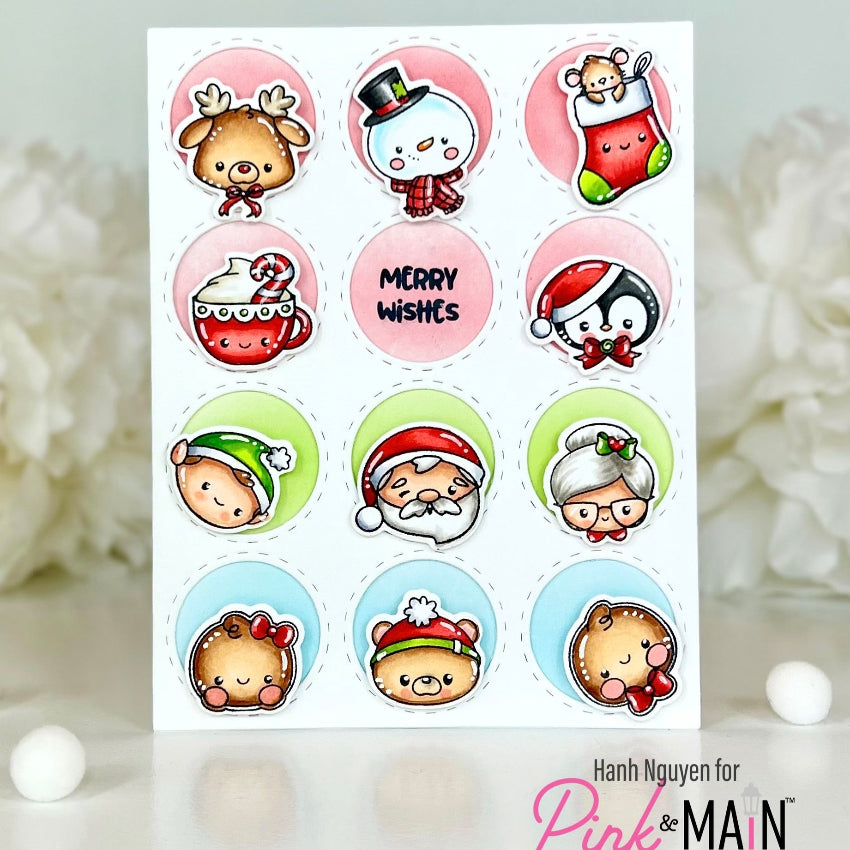 Pink and Main Circle Opening Cover Die pnm923 merry wishes card