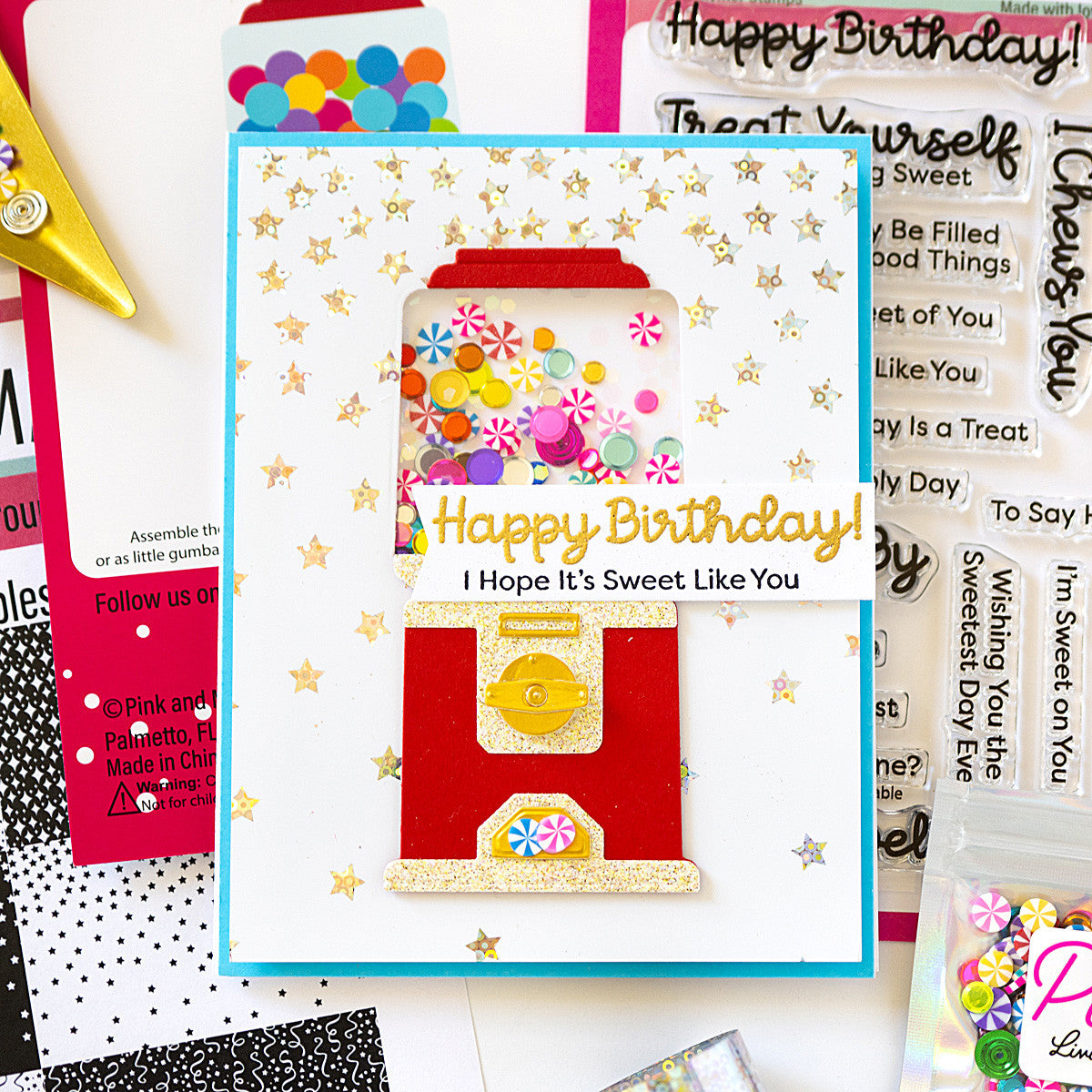 Pink and Main Circles Silver Cheerfoil Roll pmf364 happy birthday