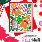 Pink and Main Clear Glitter Cheerfoil pmf426 gingerbread people card