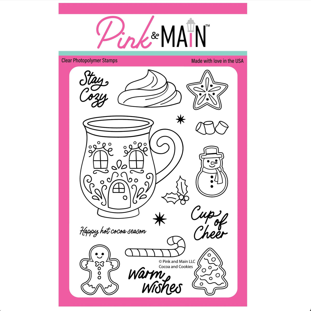 Pink and Main Cocoa and Cookies Clear Stamps pm0918
