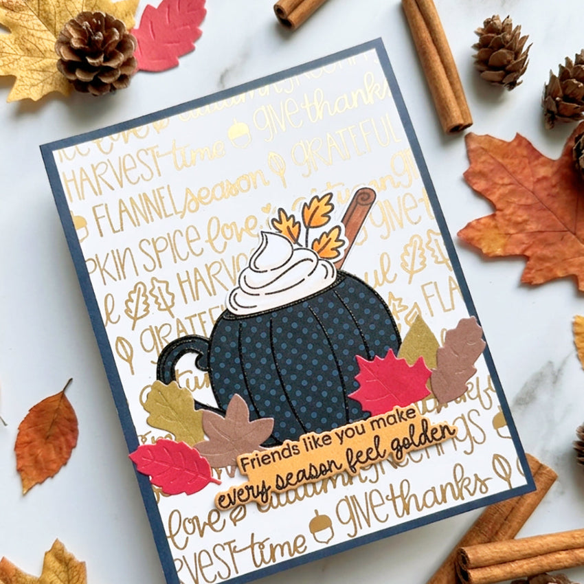 Pink and Main Colorful Fall Foilables Sheets pmf422 fall leaves card