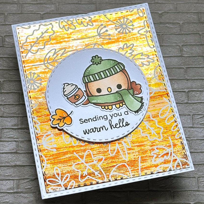 Pink and Main Colorful Fall Foilables Sheets pmf422 sending a warm hello card