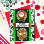 Pink and Main Colorful Holly Foilables Panels pmf434 merry christmas card