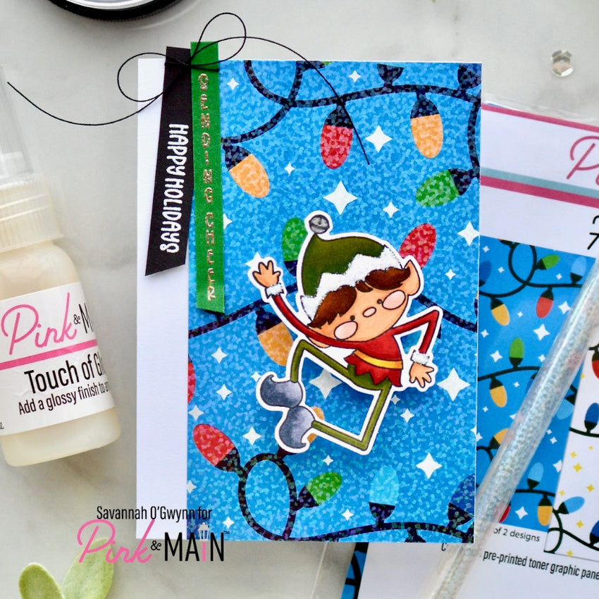 Pink and Main Colorful Lights Foilables Panels pmf433 jumping elf card
