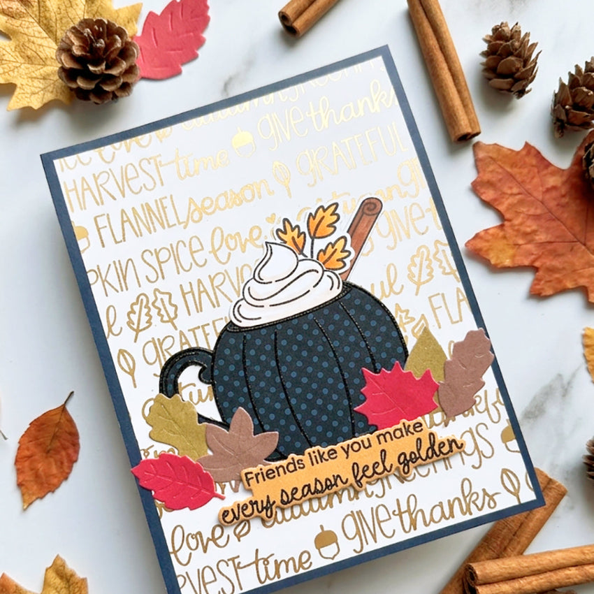 Pink and Main Comfy and Cozy Dies pnm902 pumpkin mug card