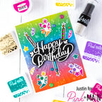 Pink and Main Confetti Stencil PMS102 happy birthday