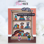 Pink and Main Cozy Shelf Clear Stamp and Die Set cute bookshelf