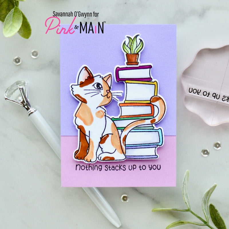 Pink and Main Cozy Shelf Clear Stamps pm0869 calico cat
