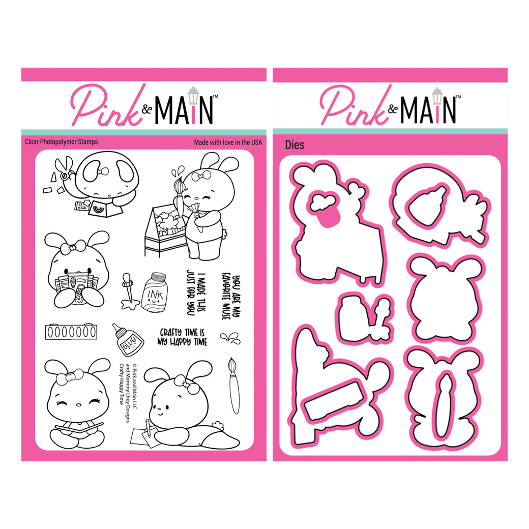 Pink and Main Crafty Happy Times Clear Stamp and Dies Set
