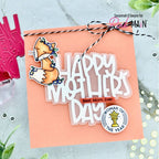 Pink and Main Critters With Flowers Clear Stamp and Die Set fox