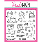 Pink and Main Critters With Flowers Clear Stamps pm0779