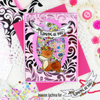 Pink and Main Critters With Flowers Clear Stamps pm0779 shaker card