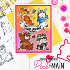 Pink and Main Critters With Flowers Dies pnm745 greetings