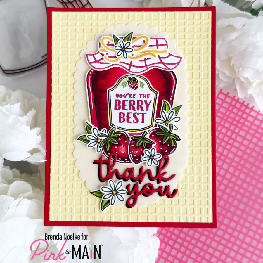 Pink and Main Cute Little Jar Clear Stamps pm0890 thank you berries card