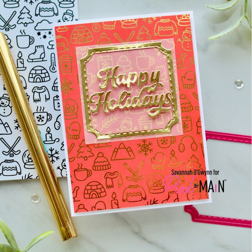 Pink and Main Cute Winter Icons Foilables Panels pmf446 happy holidays card