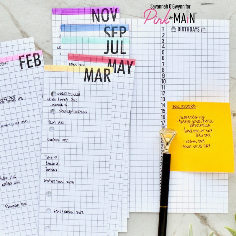 Pink and Main Date It Months Clear Stamps pm0826 birthdays