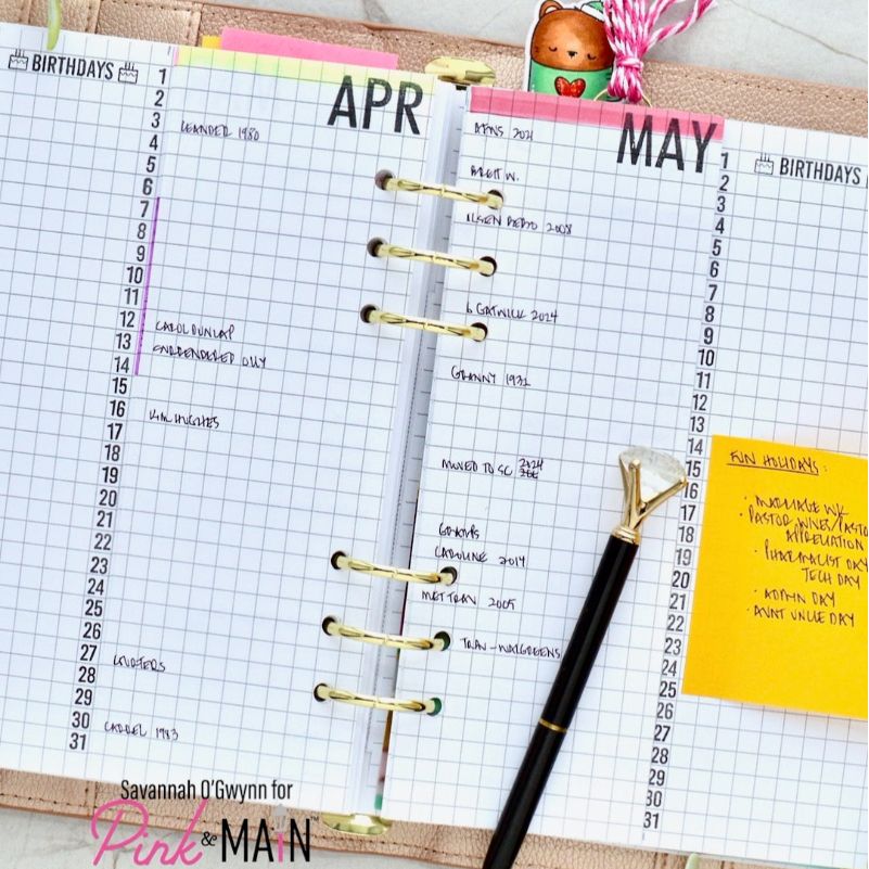 Pink and Main Date It Months Clear Stamps pm0826 planner