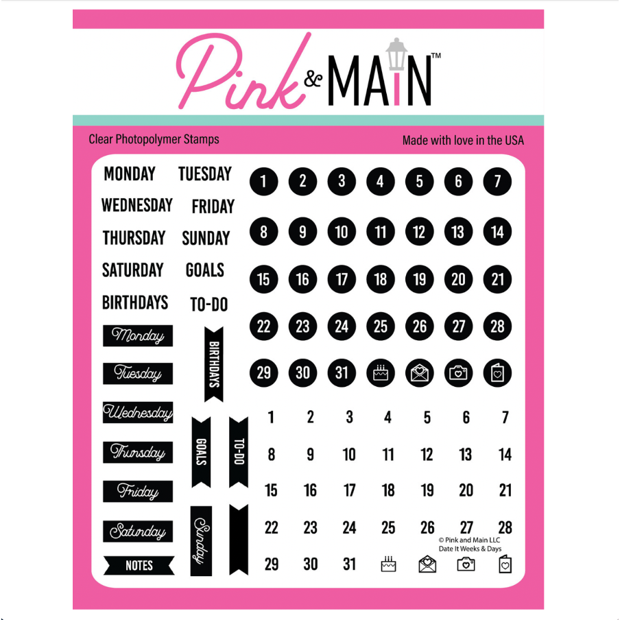 Pink and Main Date It Weeks and Days Clear Stamps pm0825