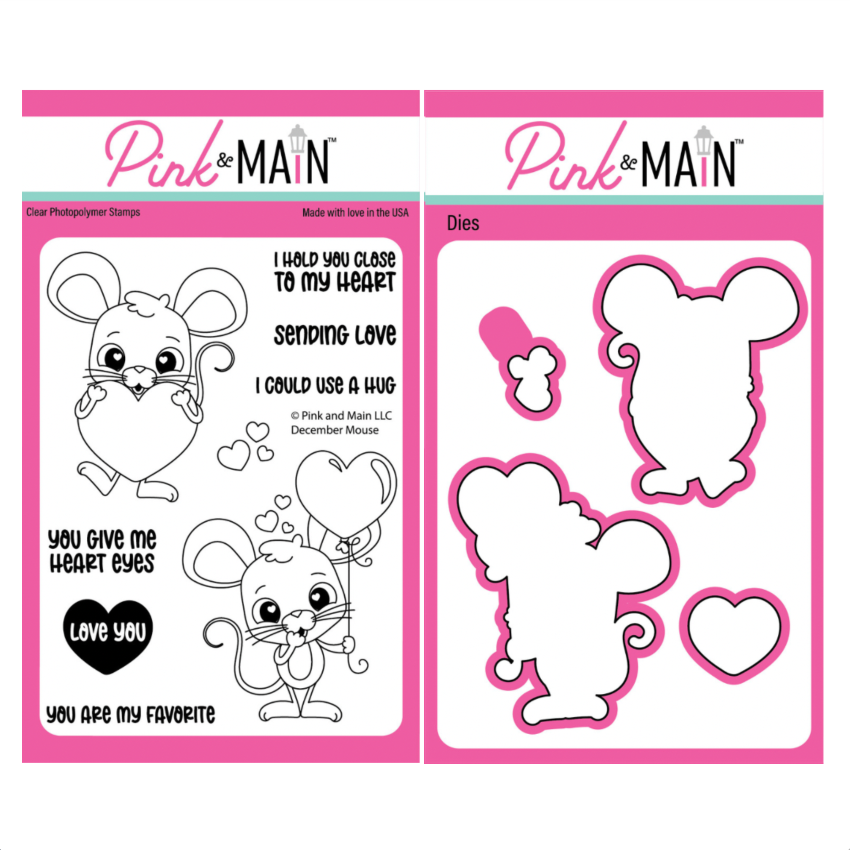Pink and Main December Mouse Clear Stamp and Die Set 1