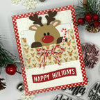 Pink and Main Deer and Elf Peeker Dies pnm795 happy holidays