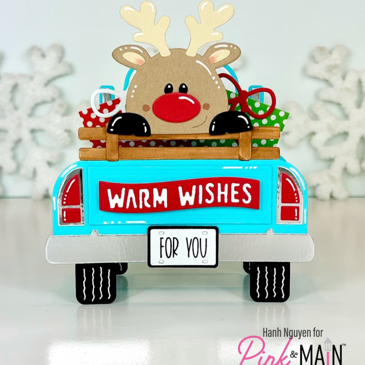 Pink and Main Deer and Elf Peeker Dies pnm795 warm wishes