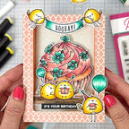 Pink and Main Deserve a Treat Clear Stamps pm0858 green balloons