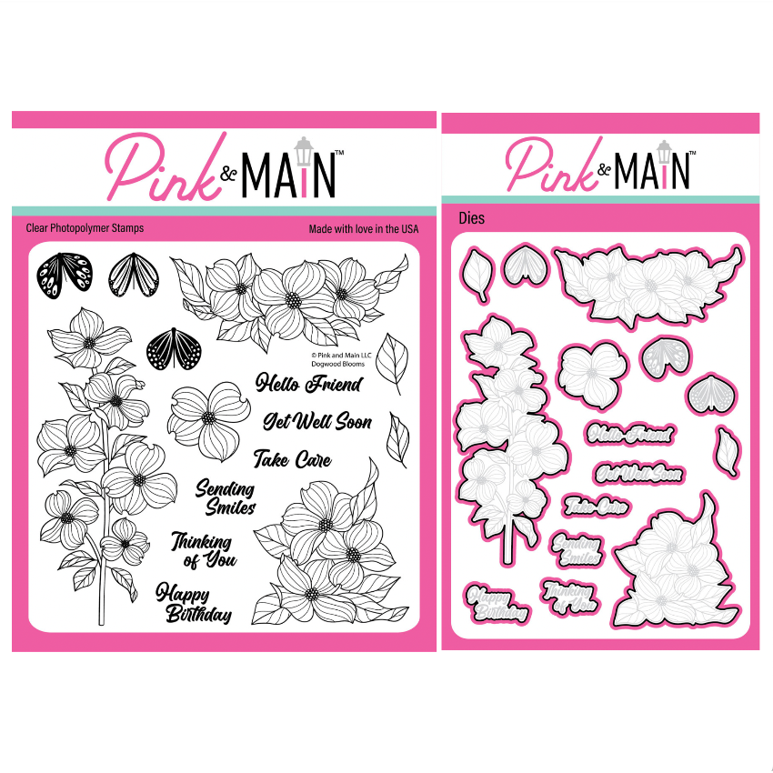 Pink and Main Dogwood Blooms Clear Stamp and Die Set