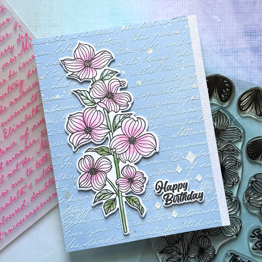Pink and Main Dogwood Blooms Clear Stamp and Die Set birthday