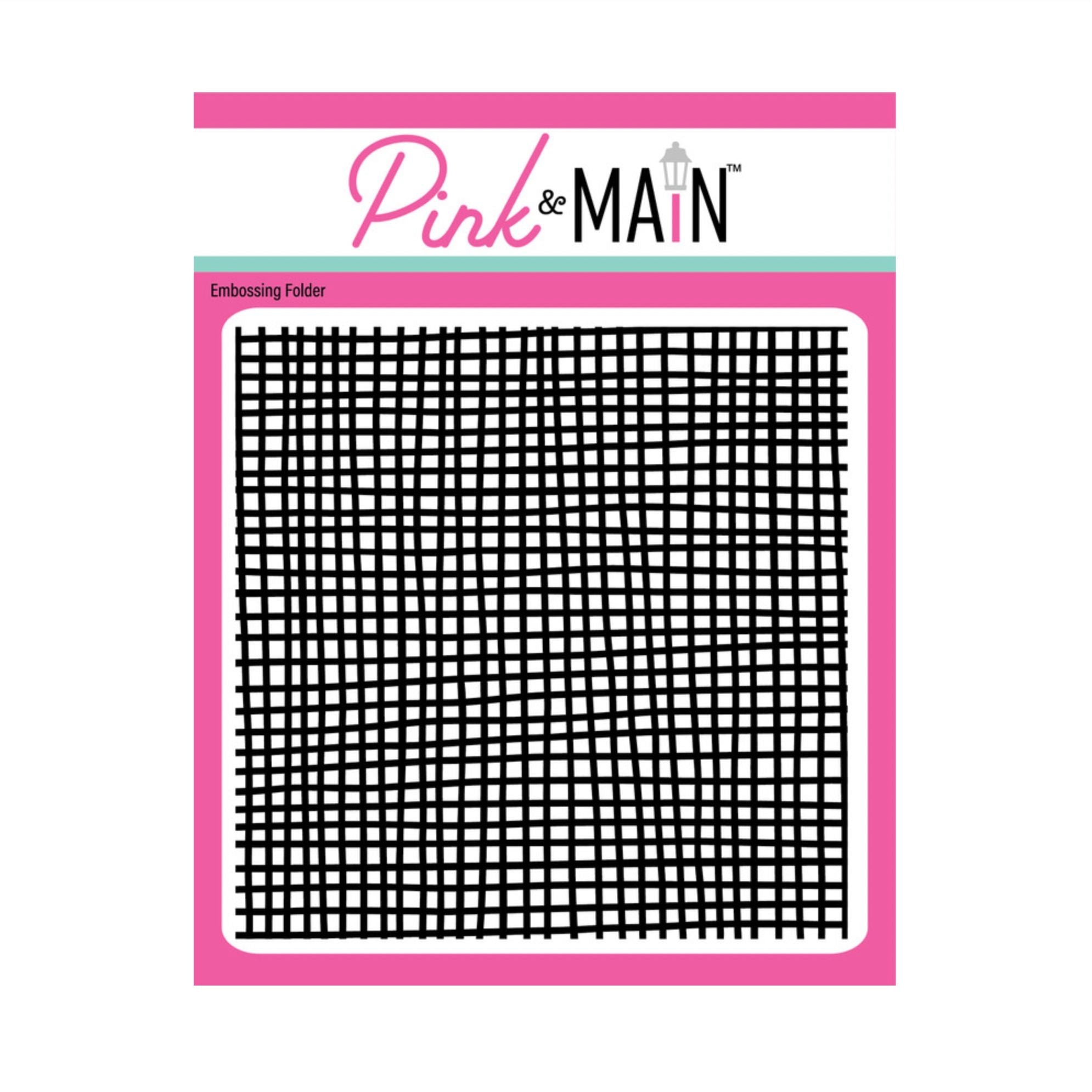 Pink and Main Doodled Plaid 6x6 Embossing Folder pmt115