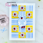 Pink and Main Doodled Stripes Stencil pms145 thank you so much strawberries card