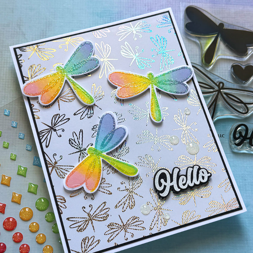 Pink and Main Dragonfly Wings CheerFoil Roll pmf366 rainbow sparkle