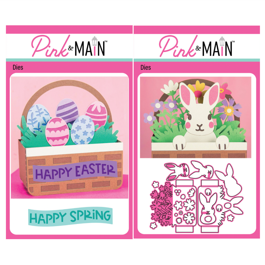 Pink and Main Easter Basket Pop Up and Bunny In The Basket Add On Die Set