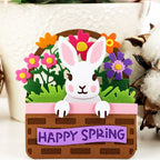 Pink and Main Easter Basket Pop Up and Bunny In The Basket Add On Die Set bunny and flowers
