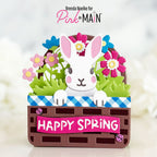 Pink and Main Easter Basket Pop Up and Bunny In The Basket Add On Die Set pink flowers