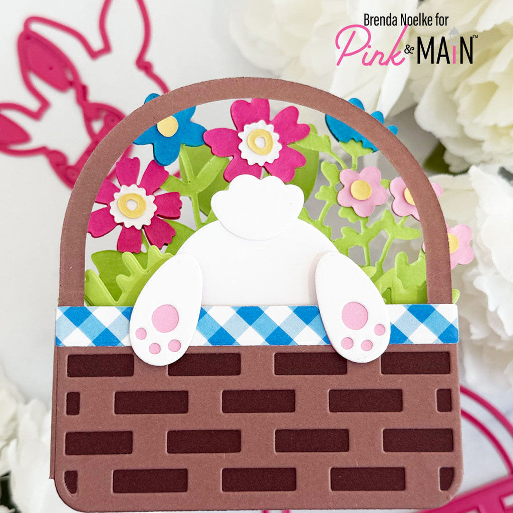 Pink and Main Easter Basket Pop Up and Bunny Tail Basket Add On Die Set pink flowers