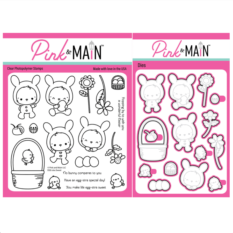 Pink and Main Egg-stra Sweet Clear Stamp and Die Set